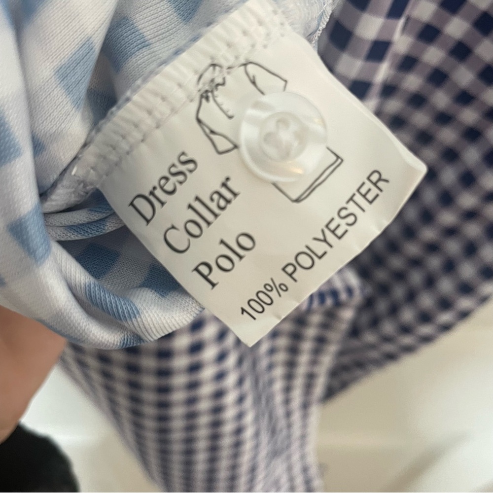 NWT Collars & Co. Navy Gingham Semi-Spread Collar Relaxed Polo in‎ Size Medium - Picture 6 of 7